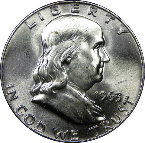 1963 U.S. Franklin Silver Half Dollar, Choice Brilliant Uncirculated Condition